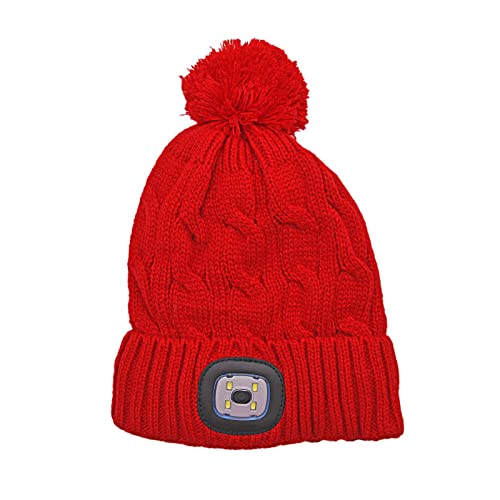 Beanie Hat with Light Built in Rechargeable Torch Hat LED Fur Lining Cap Lighted Beanie Winter Cap for Jogging Cycling Camping Hiking Dog Walking Gift for Men and Women
