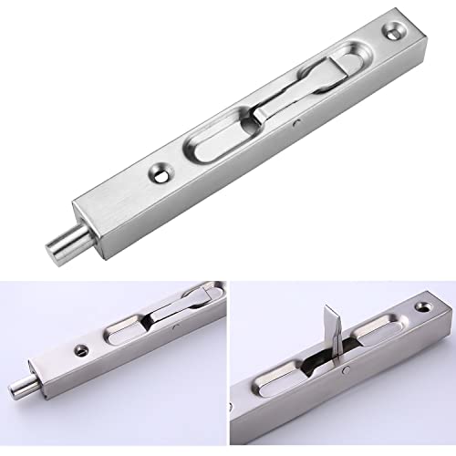 Prmape 2 Pieces Door Flush Bolt Latch Lock Slide Bolt Lock for Concealed Door 304 Stainless Steel Brushed Slide Latch for Wooden French Doors(Verdigris Finish) - Image 3