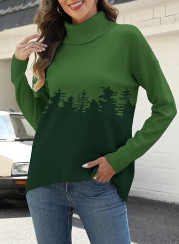 Image of ANFTFH Womens Turtleneck Sweater 2025 Ribbed Knit Top Pullover Sweaters