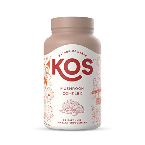KOS Mushroom Complex Capsules - Nootropic Supplement with Lions Mane, Red Reishi, Cordyceps - 90 Capsules