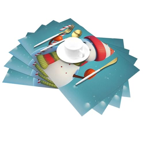 Set de table bonhomme de neige en PVC lavable résistant x4 pour repas de Noël