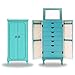 Hives and Honey Cabby Fully Locking Jewelry Armoire, 40" x 19" x 13.75", Turquoise