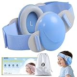 ECHOCUBE Baby Ear Defender, 25dB Noise Cancelling Headphones for Babies 0-48 Months, CE & ANSI Certified Adjustable Baby Ear Muffs for Sleep, Airplane Travel - Blue