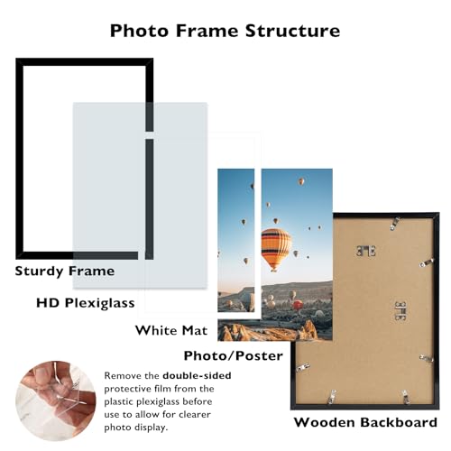 Image of JCJMY 12x18 Picture Frame with 11x17 Mat, Display Photo 11x17 with Mat or 12 x 18 Without Mat, Wall Hanging Large 12 by 18 Poster Frame with Plexiglass, Black
