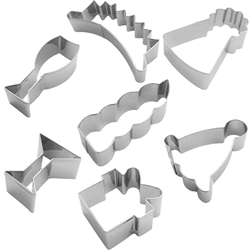 Birthday Party Series Cookie Cutters Set Of 7 Pcs, Stainless Steel Holiday Party Theme Cookie Cutters Fondant Baking Molds #TOP7