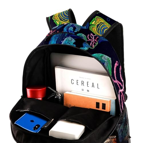 Sac de voyage décontracté multicolore broderie poisson et corail unique - 4