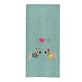 Pug Christmas Dish Towels for Kitchen, Christmas Pugs Gifts for Women, 16 X 24 Inch Pug Christmas Tea Towels, Pug Christmas Hand Towels for Bathroom, Valentines Day Gifts for Him Her