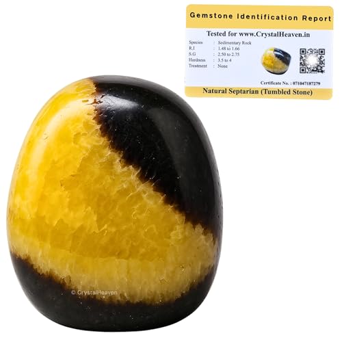 Image of Certified Septarian Crystal Healing Tumbled Stone, Natural Polished Crystals for DIY Crafts, Manifestation, Meditation, Pooja Feng Shui and Reiki Healing (30 Grams)