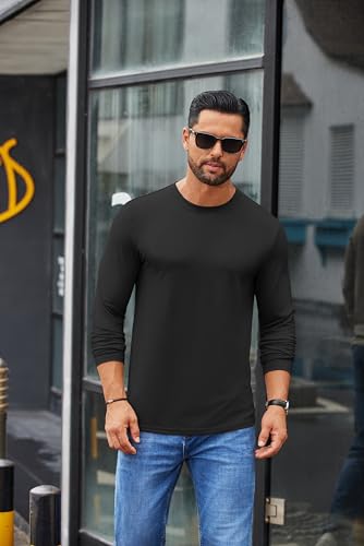 COOFANDY Men's Crew Neck T-Shirt Long Sleeve Casual Pullover Tees Soft Stretch Basic Tee Shirts4