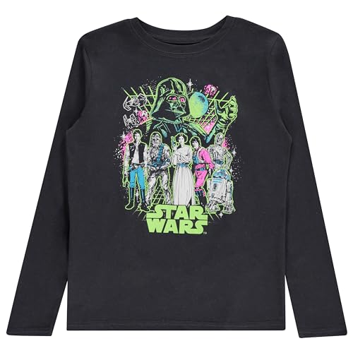 STAR WARS Boys Group Character Long Sleeve Crewneck T-Shirt Galactic Heroes Unite- Little and Big Boys Sizes XS-XL