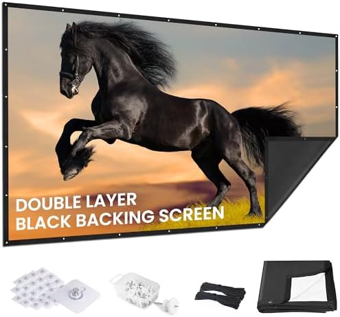 Projector Screen 2025 Upgraded - Black Backing,Straight Edges, Fo...