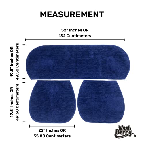 Image of Polyester Car Seat Cover Set of 3 | Universal Fit Non-Slip Washable Seat Protector for 5 Seater Cars | Front & Back Car Seat Cushion Mat