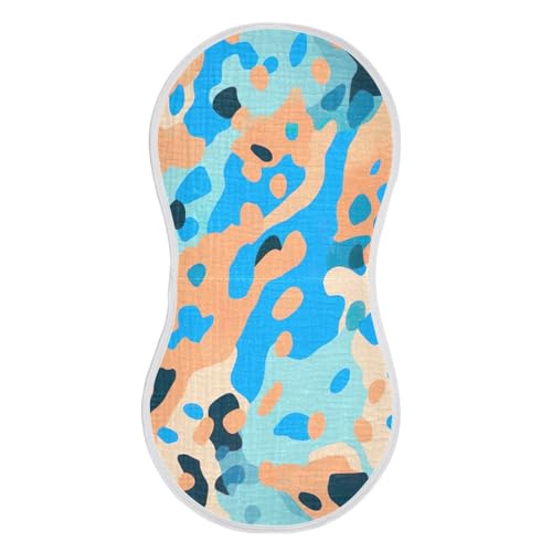 2 Pack Baby Burp Cloths, Soft Absorbent Burping Cloths for Babies, Cotton Milk Spit Up Rags, Large Size for Newborns, Baby Boys and Girls (Blue Leopard Print)2