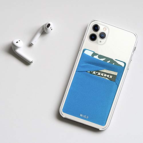 Image of RFID Blocking Phone Card Wallet - Double Secure Pocket - Ultra-Slim Self Adhesive Credit Card Holder Card Sleeves Phone Wallet Sticker All Smartphones(Blue)-2PC