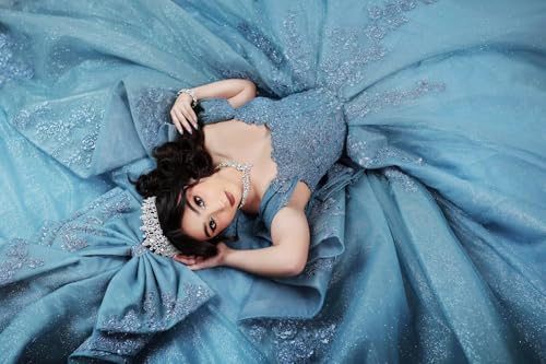 Gorgeous Double Bow Quinceanera Dresses with Train Off Shoulder Applique Quince Dress Puffy Pleated Sweet 16 Dresses4