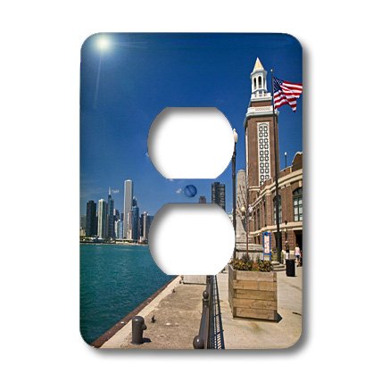 Evite paredes sosas instalando la placa decorativa Chicago Skyline 3dRose doble toma 4