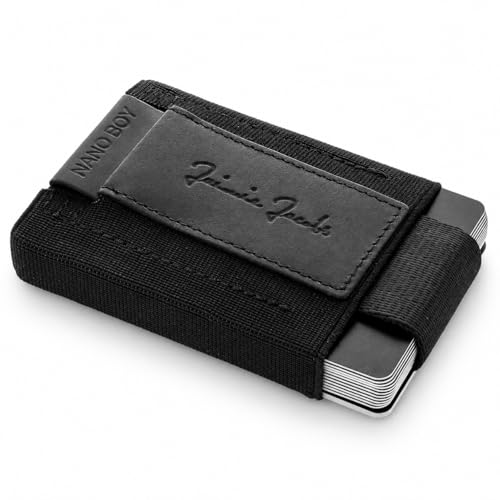 Jaimie Jacobs Nano Boy Cartera Minimalista Slim Wallet Pequeña Tarjetera Fina Pinza para Billetes Billetero Hombre (Negro)