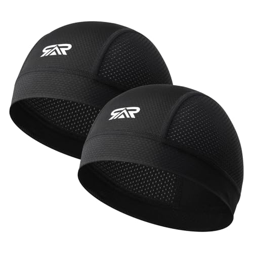 SUNMECI 2 Pcs Cooling Breathable Mesh Skull Cap for Men Women Lightweight Quick Dry Cycling Moto Helmet Hard Hat Liner