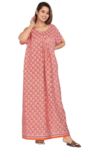 Image of Monique Brand 100% Pure Cotton Nighty for Woman | Floral Gown for Women Night Wear | Cotton Nighty for Women Stylish | Maxi for Women Cotton