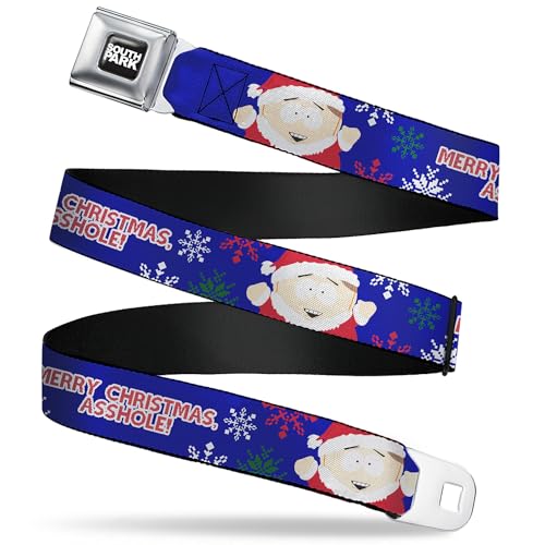 South Park Belt, Seatbelt Buckle Belt, Cartman Holiday Quote Sweater Stitch Pose Blue, 34 to 52...