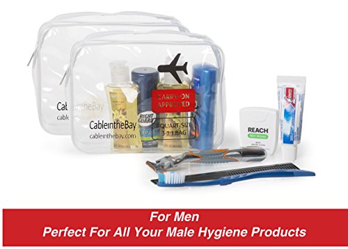 TSA Approved Clear Travel Toiletry Bag-Quart Sized with Zipper-Airport Airline Compliant Bag/Bottles-Men's/Women's 3-1-1 Kit+Travel (3 PACK)3