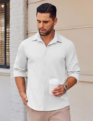COOFANDY Mens Long Sleeve Button Down Shirts Casual Untucked Shirts Stretch Shirts2