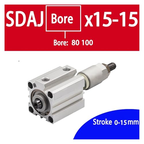 Cylindre pneumatique SDAJ80 double action course réglable pour machines compactes