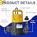 Acquaer Sump Pump Submersible Water Pump for Water Removal in Hot Tubs, Pools, Basements, and Garden Ponds, 1/2HP 2906GPH
