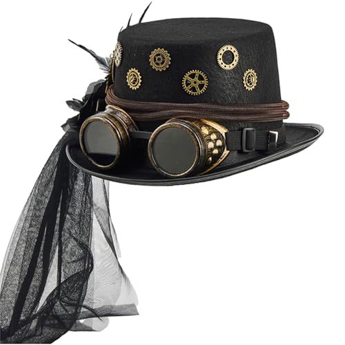 Casquette punk à lunettes steampunk pour festival alternatif et soirée cosplay retro