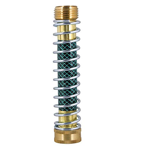 EVERMARKET INC Garden Hose Kink Protector Coiled Spring Protector with Solid Brass Faucet Hoses Coupling Adapter Extension