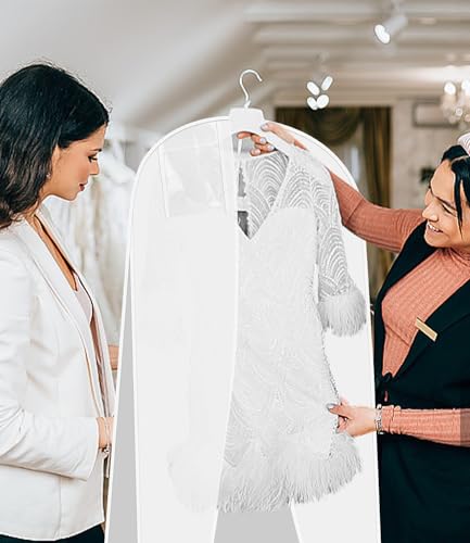 2 Stück Kleidersack Brautkleid Kleidersack Lang 180 cm Anti-Staub Atmungsaktiver Kleidersäcke Lang mit reißverschluss,Wasserdicht Schutzschild für Brautkleider Abendkleider Mäntel Lange Mäntel-Weiß