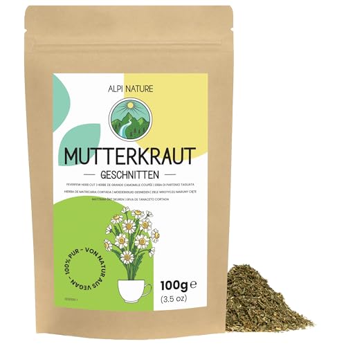 Alpi Nature Mutterkraut Tee 100g, Mutterkraut getrocknet und geschnitten, Tanacetum Parthenium