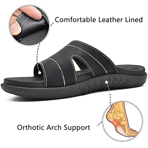 Kuailu Womens Fashion Orthotic Slides Ladies Lightweight Athletic Yoga Mat Sandals Slip On Thick Cushion Slippers Sandals With Comfortable Plantar Fasciitis Arch Support (10, Black, Numeric_10) #TOP2