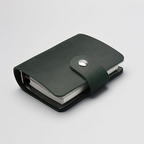 Miniatura 3 de Carpeta organizadora A9 de 3 anillas, de piel auténtica, color verde, 120 hojas de notas y recambios semanales con 2 bolsillos transparentes para