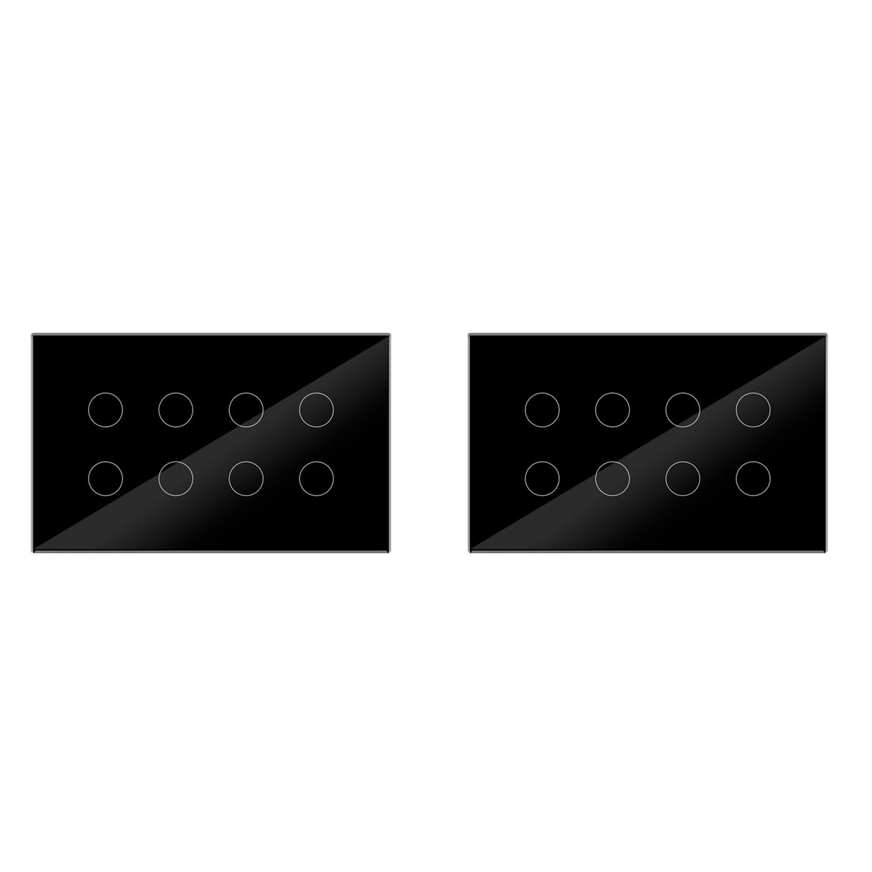 2X Interruptor de Pared con Luz TáCtil Inteligente WIFI, Panel de Cristal de 8 Entradas, Tuya Smart Life para Alexa, Home, Negro