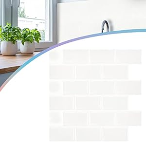 UISEBRT 10 vellen 3D-tegelstickers, badkamer, keuken, zelfklevende tegels, waterdichte tegelstickers, tegelfolie, wandtegels, plakfolie, 30 x 30 cm, type D, wit