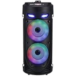 Hemobllo Party Speaker with Microphone, Large Portable Bluetooth Speaker with RGB Lights & Remote, Loud Stereo Wireless Speakers Bluetooth for Home Karaoke Outdoors, Shoulder Strap Included