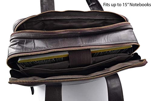 Sac notebook et iPad en cuir marron foncé idéal pour le bureau - 7