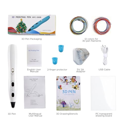 Stylo 3D RPC200B compatible filament PLA pour création d'objets en relief