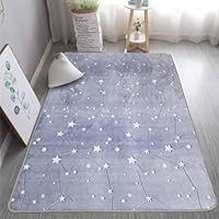 GGBOND Luminous Carpet Glow in the Dark Rainbow Stars Rugs, Short Plush Sponge Sandwich Soft Comfortable, 60x120cm