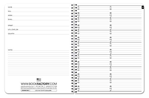 BookFactory Big Black Book/Address Book - 100 Pages, 8.5'' x 11'', Wire-O (Made in USA)