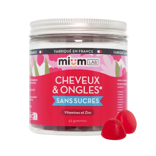 Mium Lab - Cure 21 jours - Pousse & Fortification Cheveux et des Ongles - Cliniquement testé & Hautement dosé (10000% Biotine) | Gummies Goût Fruits Rouges Sans Sucre | Fabriqués en France