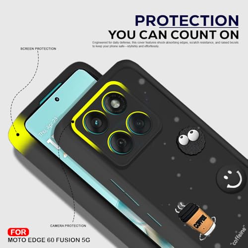 Image of AESTMO Back Case Cover for Motorola Moto Edge 60 Fusion 5G Cover | Cute Fun Cartoon| Silicone Case | Full Body Protection | Camera Protection Back Cover for Motorola Moto Edge 60 Fusion 5G (Black)