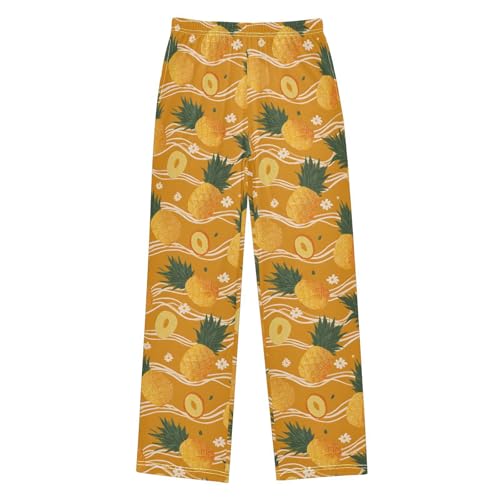 ALAZA Orange Pineapple Fruit Flower Pajama Lounge Pants Long Sleep Pajama Bottoms with Pockets