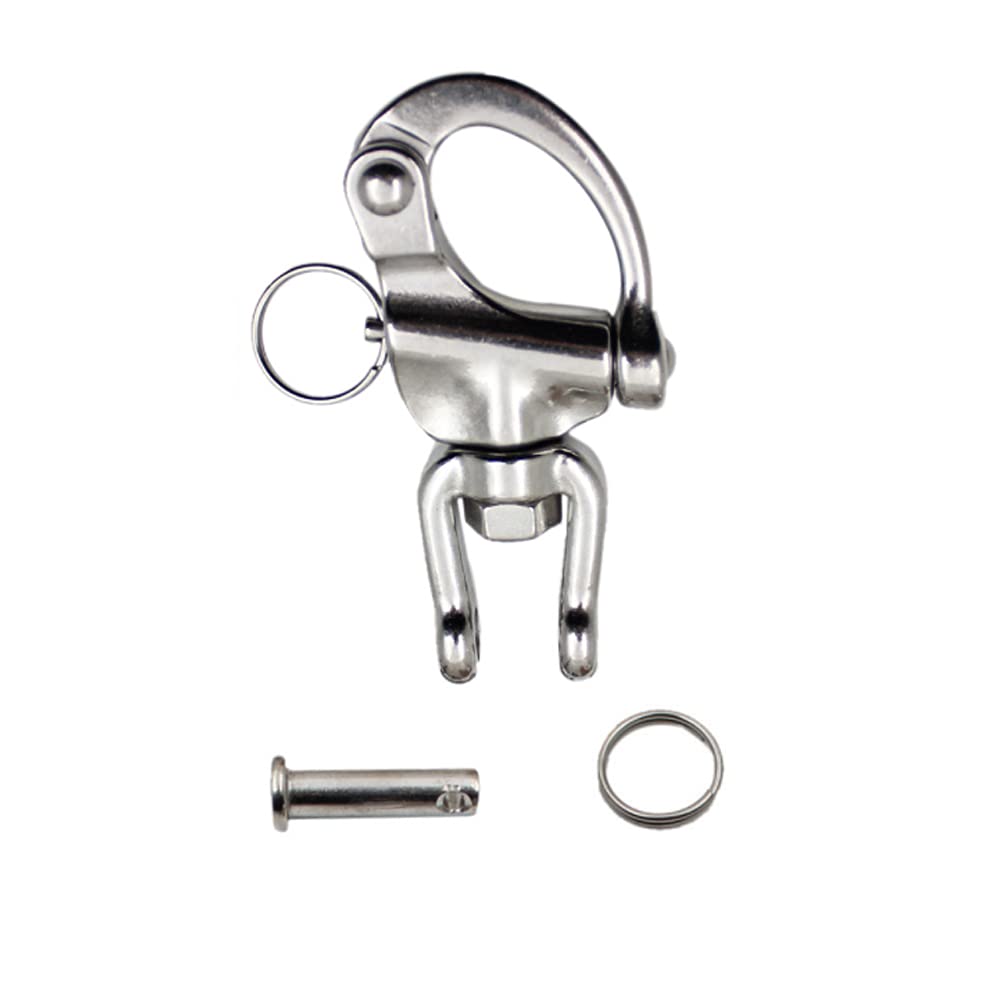 Moschettone girevole 2 pezzi acciaio inox 316 sgancio rapido 70 mm per barca veliero