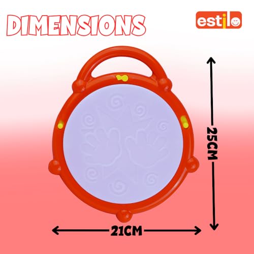 Image of Estilo Musical Flash Drum with 3D Lights | Sound Instrument Educational Toy for Children, Purple, Cartoon Theme, 3 X AA Battery Operated (Not Included) | Sound Toy for Boys & Girls 3+