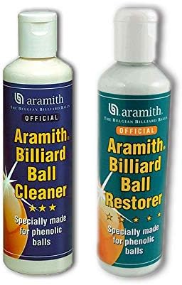 Aramith Phenolic Billiard Ball Care Cue Ball Cleaner and Restorer for Cleaning Restoring Polishing and Caring for Pool Balls (Cleaner and Restorer Set)