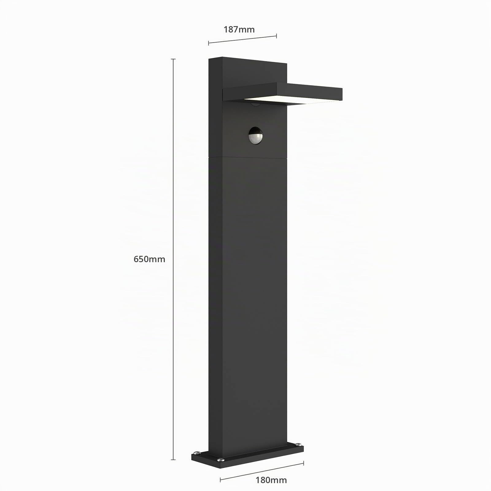 Lucande LED Außenleuchte Silvan mit Bewegungsmelder (spritzwassergeschützt (Modern) in Schwarz aus Aluminium (1 flammig,) - Wegeleuchte Pollerleuchte Wegelampe Sockelleuchte