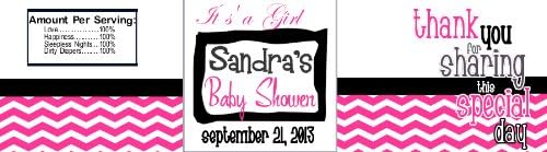 30 Personalized Water Bottle Labels Baby Shower Party Favors Pink Chevron