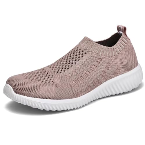 Image of konhill Womens Walking Shoes Slip On Sneakers Breathable Mesh Lightweight Casual Footwear for Daily Commute